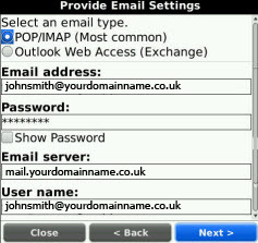 POP/IMAP Account Settings