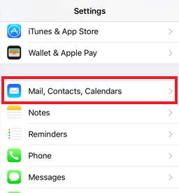 Mail, Contacts, Calendars