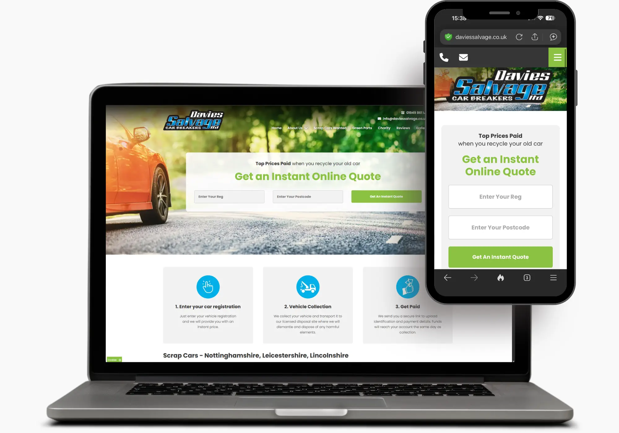 image of a laptop and mobile phone displaying a website screen