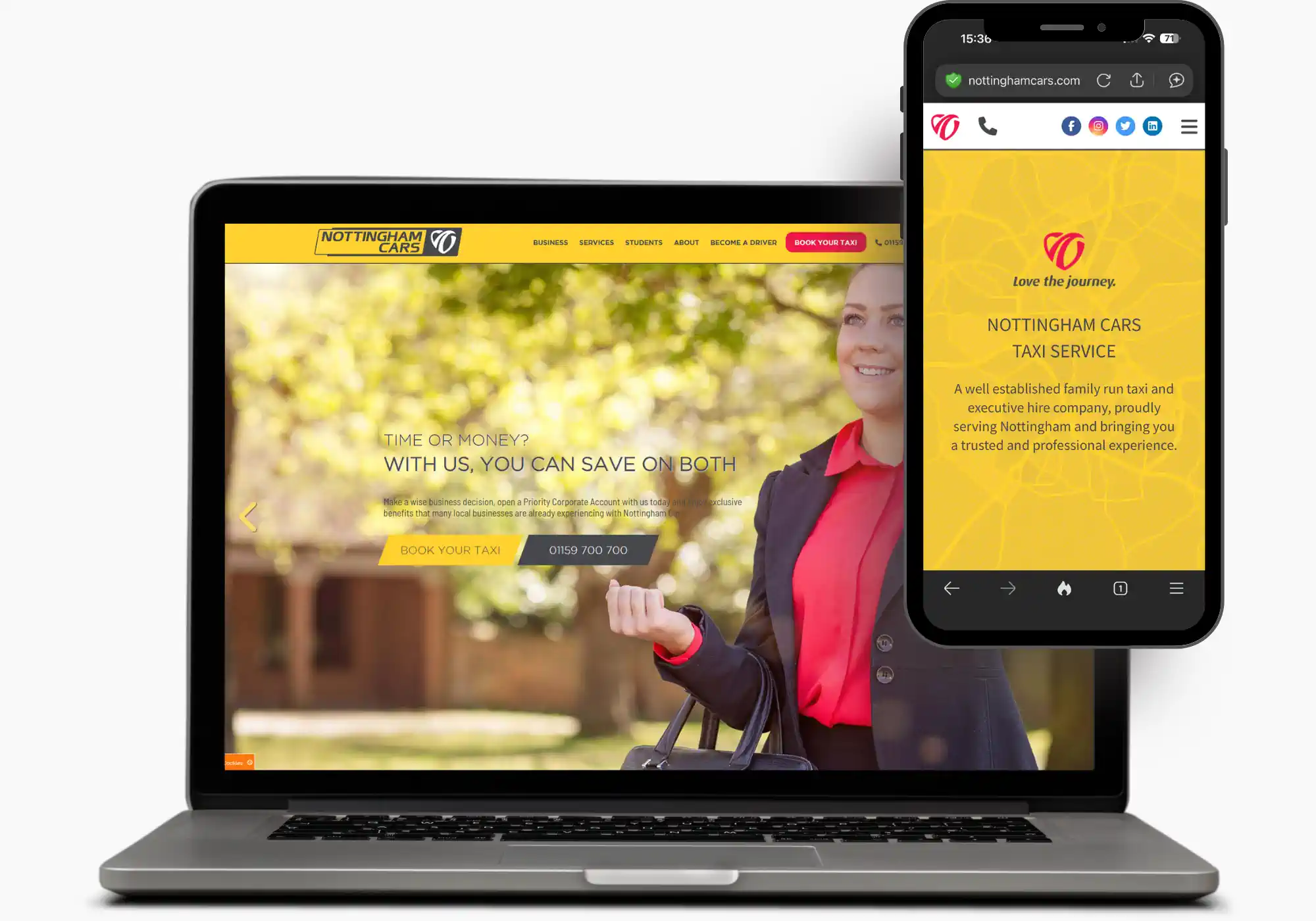 image of a laptop and mobile phone displaying a website screen